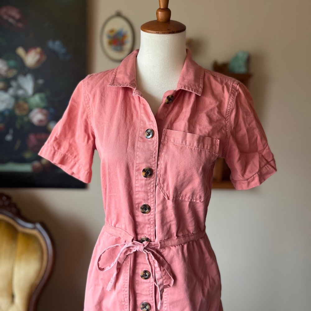 ☾ Madewell Wide-Leg Utility Jumpsuit Romper in Dried Coral - Picture 3 of 9